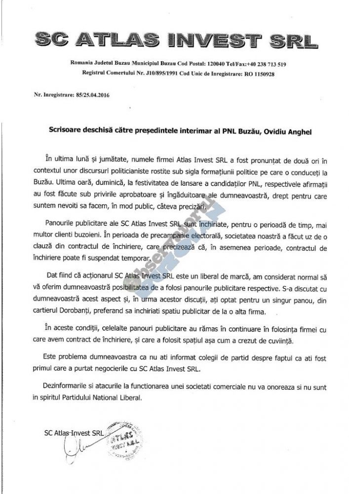 scrisoare deschisa catre pres. interimar Ovidiu Anghel